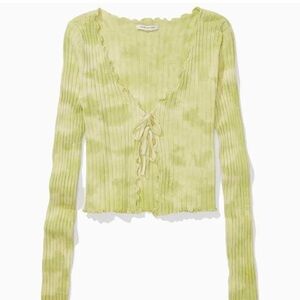 American Eagle green tie dye cardigan with double ties 💚
